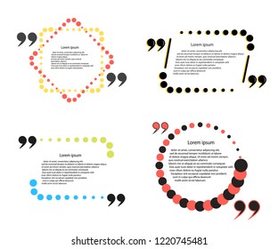 Vector Set of the quote template. Framework for comments, statements. The elements are isolated on a light background.