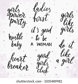 Vector set of quotes about girls. 