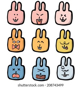 vector set of rabbit face