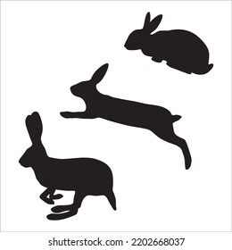 Vector Set Of Rabbits Animal Silhouettes Illustration Isolated On White Background