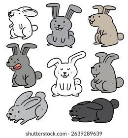 vector set of rabbits cartoon