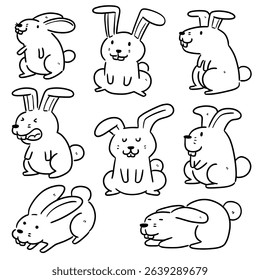 vector set of rabbits cartoon