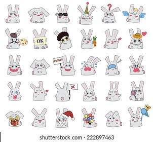 vector set of rabbits in smiles