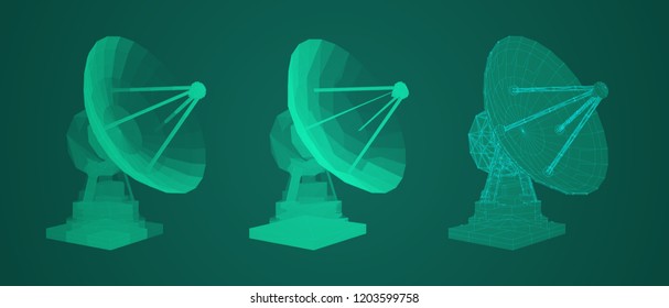 vector set. Radio antenna. astronomy and space research