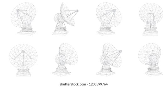 vector set. Radio antenna. astronomy and space research