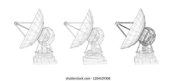 vector set. Radio antenna. astronomy and space research