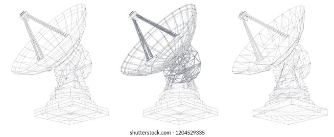 vector set. Radio antenna. astronomy and space research