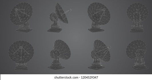 vector set. Radio antenna. astronomy and space research