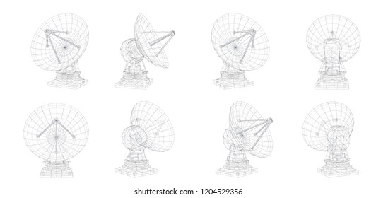 vector set. Radio antenna. astronomy and space research