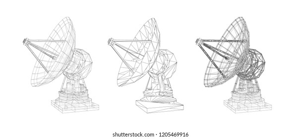 vector set. Radio antenna. astronomy and space research