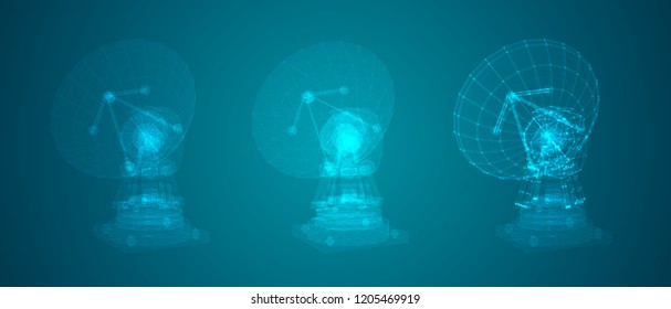 vector set. Radio antenna. astronomy and space research