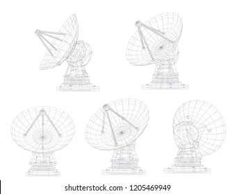 vector set. Radio antenna. astronomy and space research