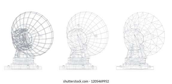 vector set. Radio antenna. astronomy and space research