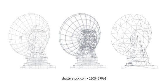 vector set. Radio antenna. astronomy and space research