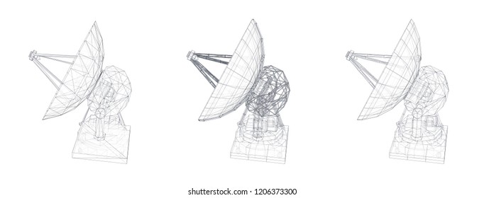 vector set. Radio antenna. astronomy and space research