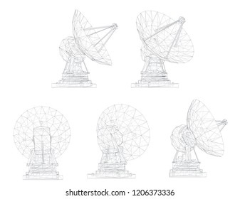 vector set. Radio antenna. astronomy and space research