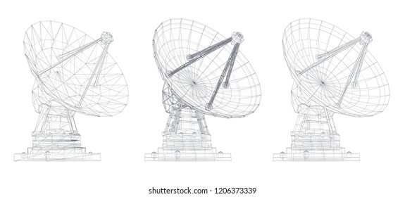 vector set. Radio antenna. astronomy and space research