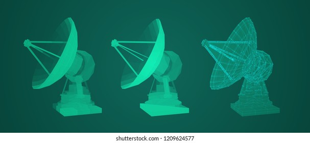 vector set. Radio antenna. astronomy and space research