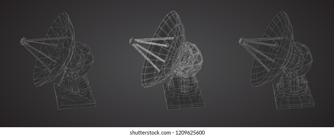 vector set. Radio antenna. astronomy and space research
