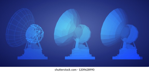 vector set. Radio antenna. astronomy and space research