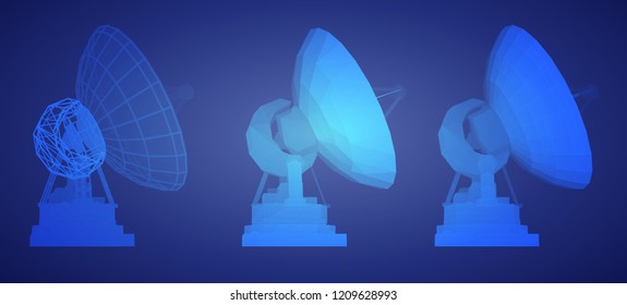 vector set. Radio antenna. astronomy and space research