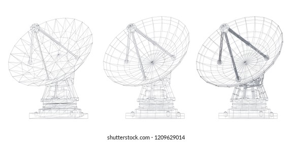 vector set. Radio antenna. astronomy and space research