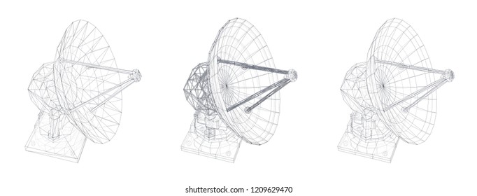 vector set. Radio antenna. astronomy and space research