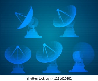 vector set. Radio antenna. astronomy and space research