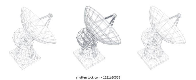 vector set. Radio antenna. astronomy and space research