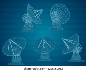 vector set. Radio antenna. astronomy and space research