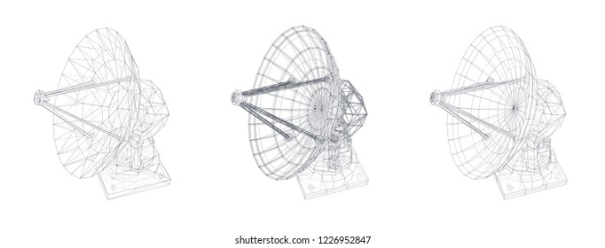vector set. Radio antenna. astronomy and space research