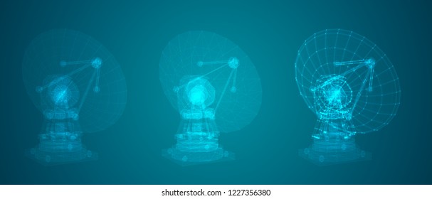 vector set. Radio antenna. astronomy and space research