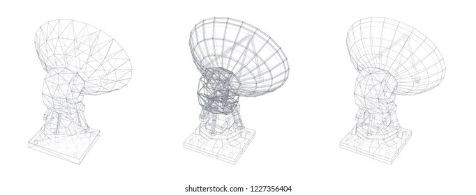 vector set. Radio antenna. astronomy and space research
