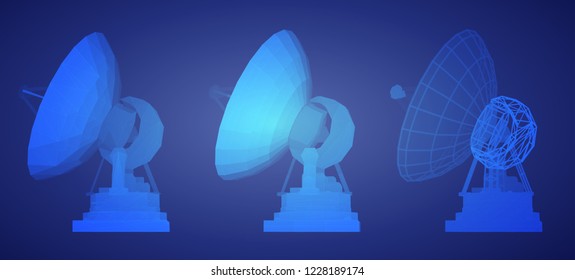 vector set. Radio antenna. astronomy and space research