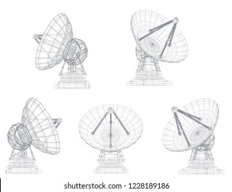 vector set. Radio antenna. astronomy and space research