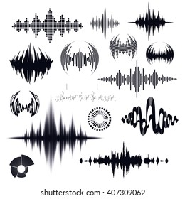 vector set of radio signal. musical wave chart