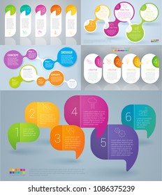 Vector set of rainbow color infographics step by step vector templates. Flat design mockup for business presentation, technical manual, guide, web site, mobile and computer application.