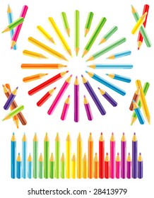 Vector set of rainbow colored pencils of two sizes ready to draw ( for high res JPEG or TIFF see image 28413982 )
