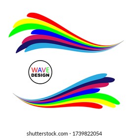 Vector set of rainbow colored waves. Bright design elements for the logo, icon, background.