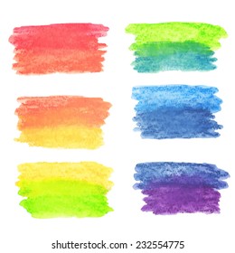 Vector set of rainbow watercolor banners