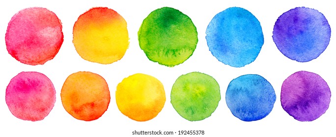 Vector set of rainbow watercolor circles