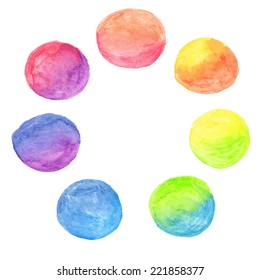 Vector set of rainbow watercolor circles