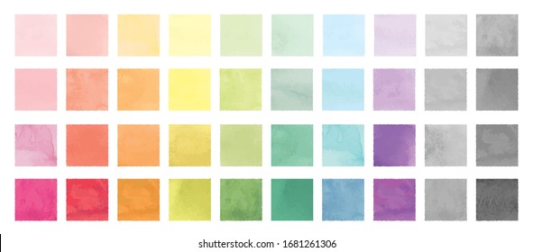 Vector Set Of Rainbow Watercolor Square Shapes. 