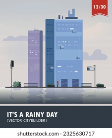 Vector set of rainy Cityscape with building. Wonderful illustrations of city in a haze. its a rainy day collection. Large set of illustrations of the city. Vector stock illustration. Part 12 twelve