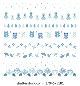 Vector set of rainy season decorative borders