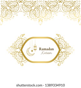Vector set with Ramadan Kareem cards, invitation. Vector card in islamic style, lace ornament, border, ramadan greeting, element for wedding decoration.