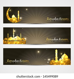 Vector Set Ramadan Kareem Eid Headers Stock Vector (Royalty Free ...