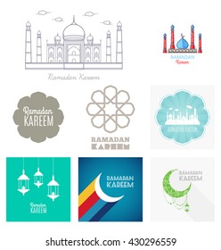 Vektor Set Ramadan Kareem, Grußkarte