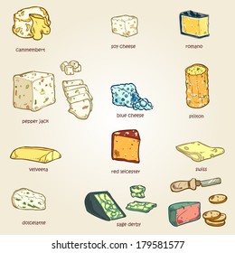  vector set of random cheese 03