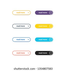 Vector set of read more modern flat buttons for web pages
